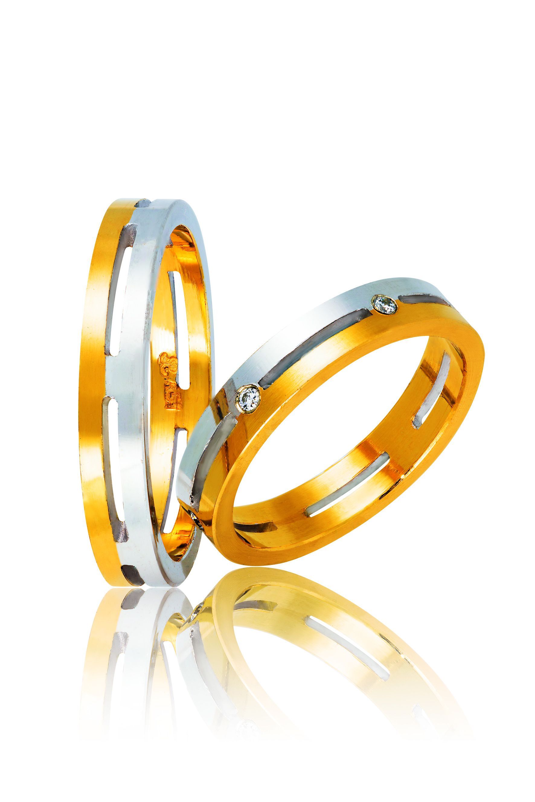 Βέρες γάμου απο λευκόχρυσο & κίτρινο χρυσό, 4mm (code 5yw)